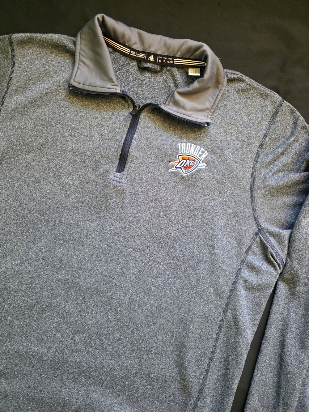 adidas OKC Thunder 1/4 Zip Performance Pullover Heathered Blue XL climawarm